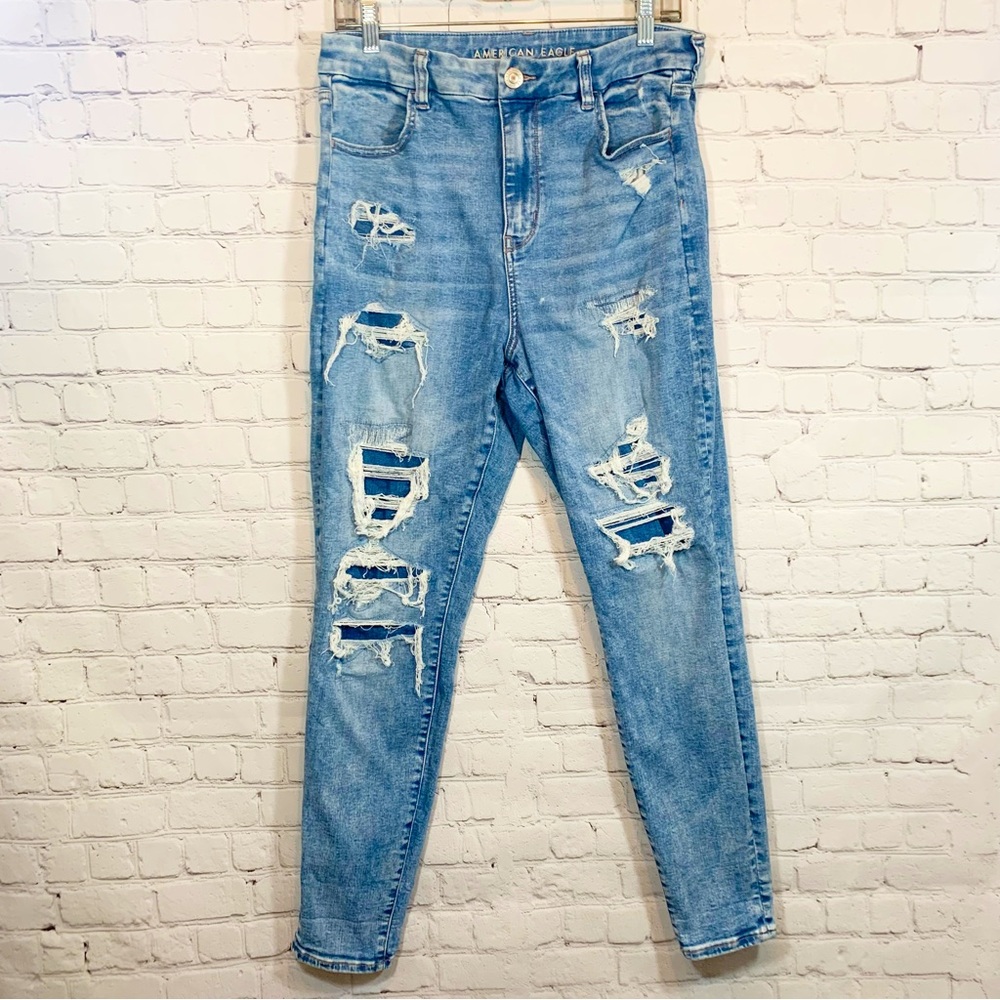 American Eagle Curvy Hi-Rise Jegging Jeans Distressed